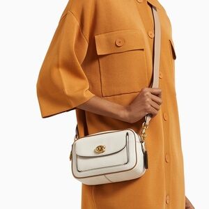 Coach Beige Crossbody Bag with Gold Accents